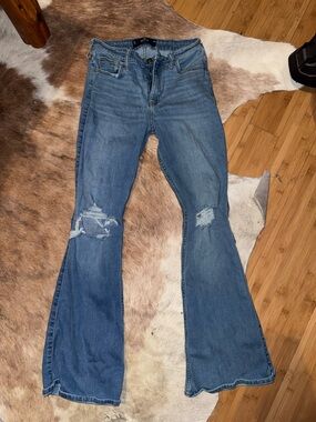 Hollister Medium Blue Distressed Flare Jeans